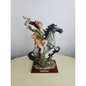 LARGE The PEGGY COLLECTION Lady Woman Riding Horse Statue Figurine 13 1/2" Tall